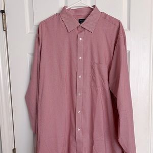 Arrow button down dress shirt. 17.5, 36/37. XL. Red and white plaid.
